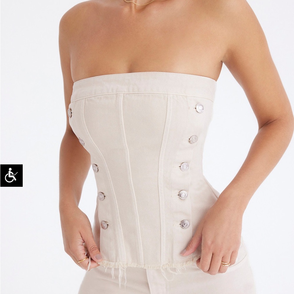 MISTRESS ROCKS OAT DENIM STRAPLESS TOP - Picture 5 of 16